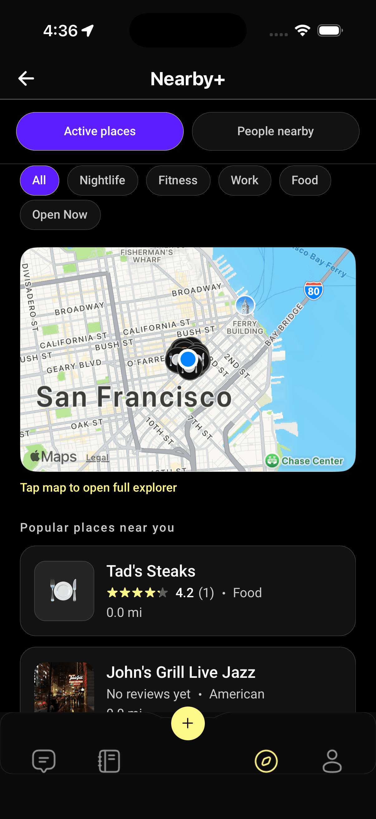 Dint+ Nearby+ discovery screen on iPhone